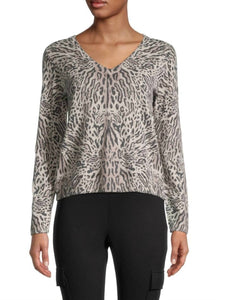 Cashmere Ocelot V Neck Sweater