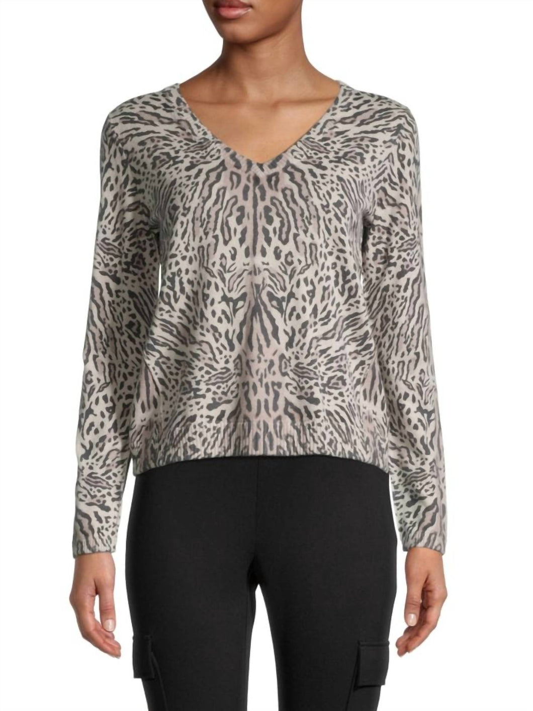 Cashmere Ocelot V Neck Sweater