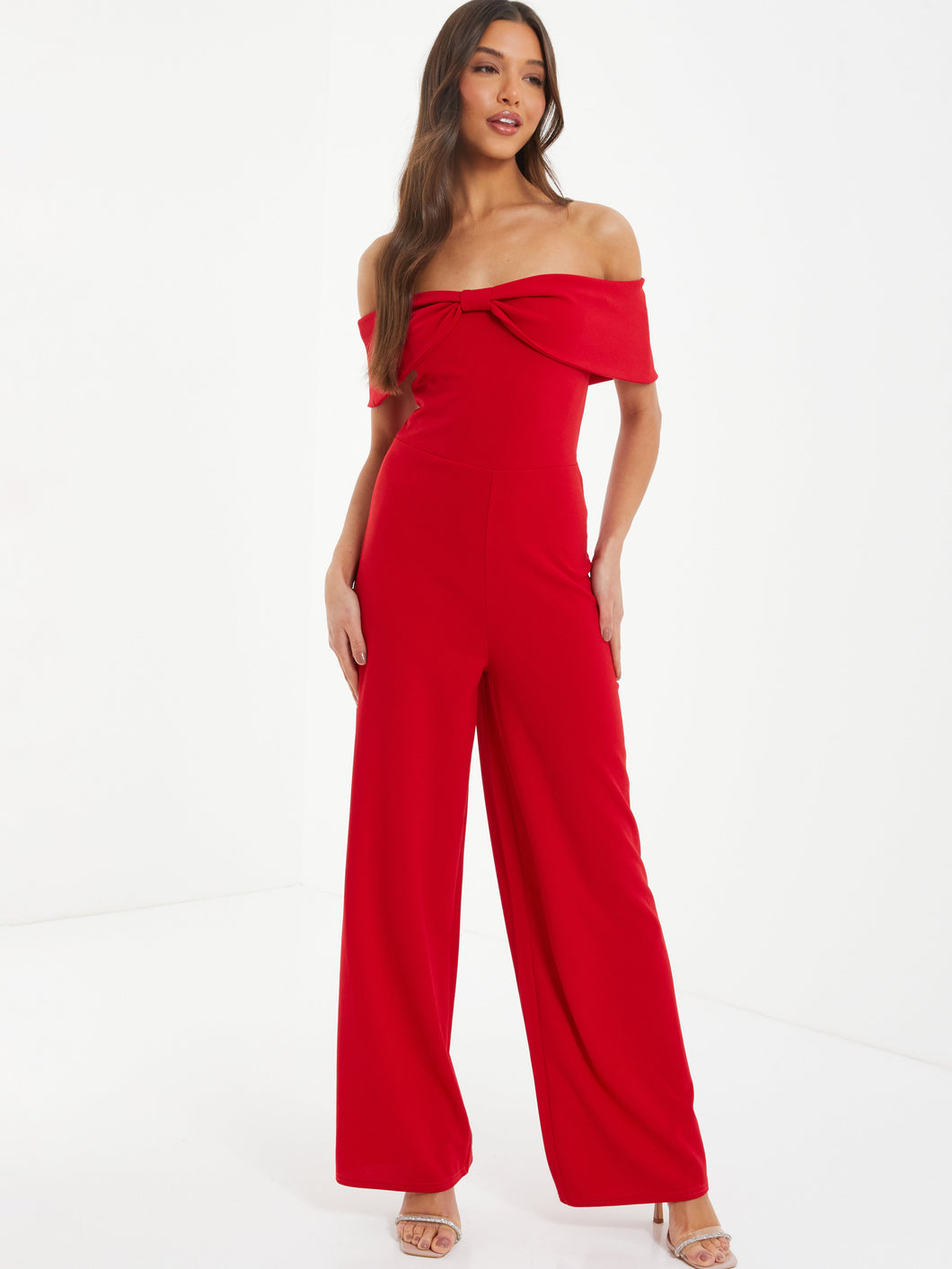 Bow Bardot Palazzo Jumpsuit