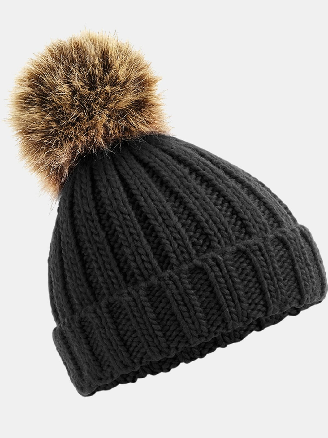 Beechfield® Childrens/Kids Pom Pom Chunky Beanie (Black)