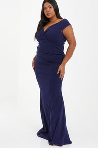 Plus Size Wrap Ruched Maxi Dress