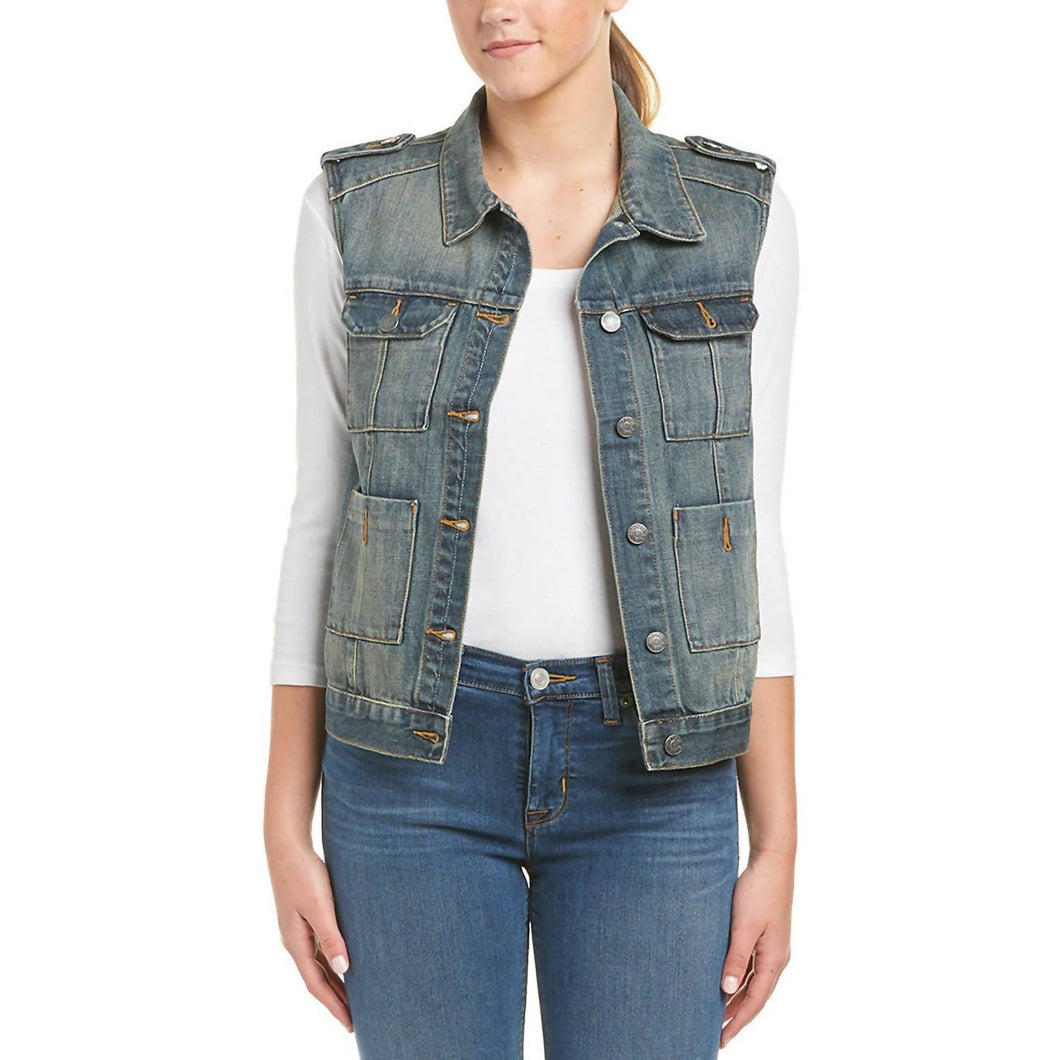 Womens Distressed Denim Vest