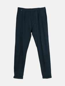 04651/ A Trip In Bag Men's Navy Smart Flannel Joggpant Pants & Capri