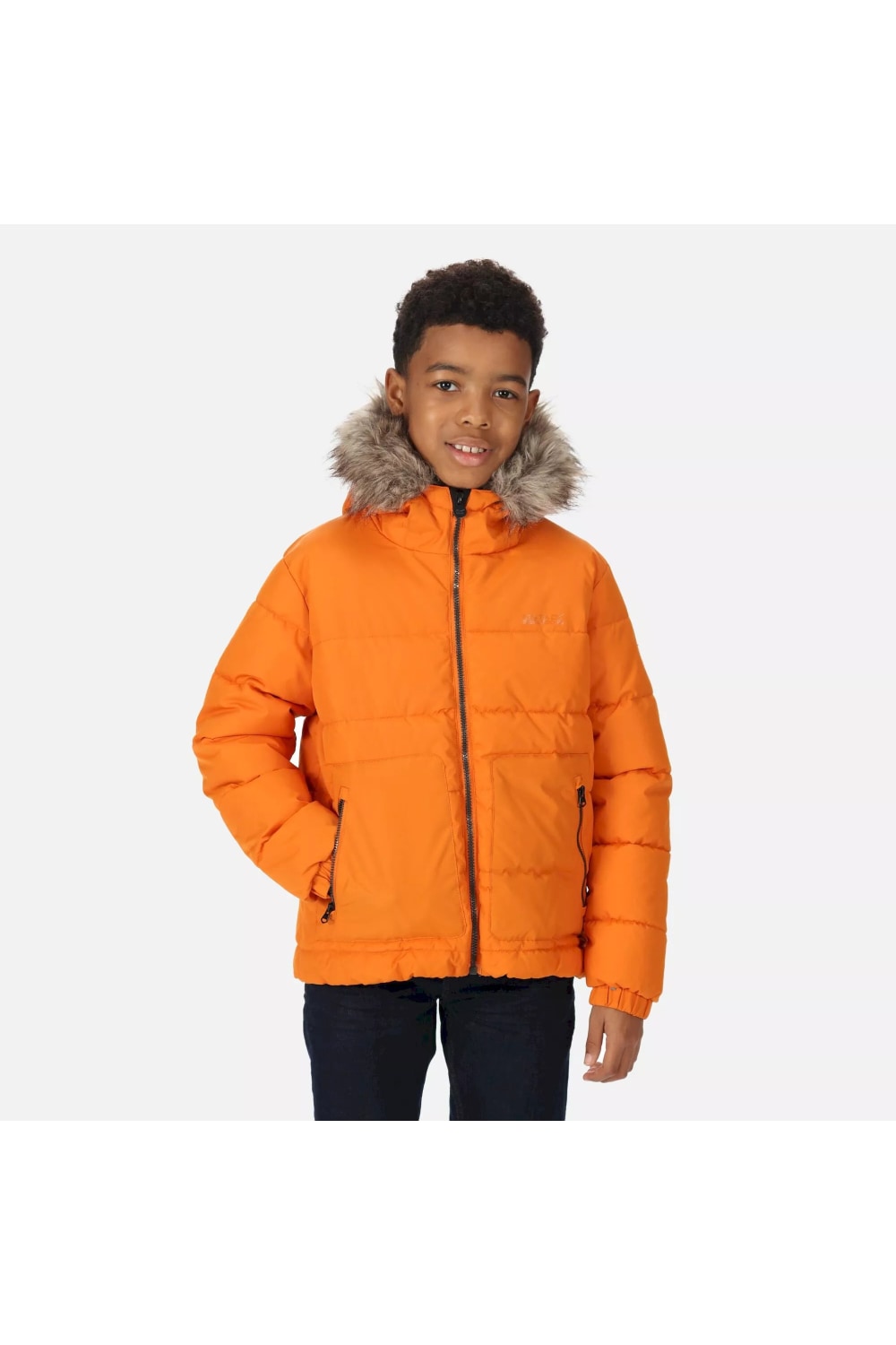 Childrens/Kids Faux Fur Trim Parka - Maple