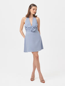 Rose Mini Dress - Light Blue