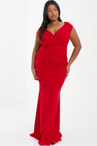 Plus Size Wrap Ruched Maxi Dress