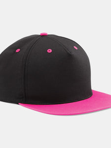 Beechfield Unisex 5 Panel Contrast Snapback Cap (Pack of 2) (Black/ Fuchsia)