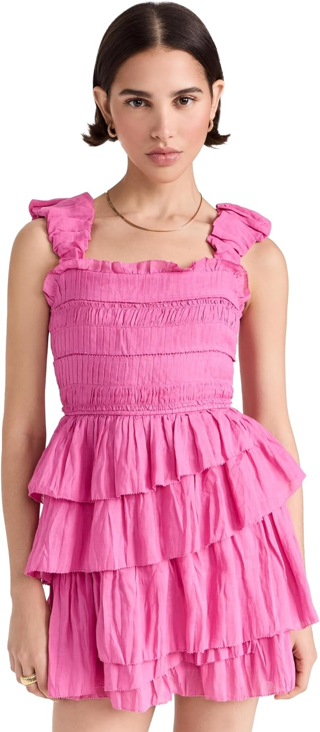 Cole Smocked Ramie Sleeveless Tiered Dress