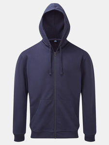 Asquith & Fox Mens Coastal Vintage Wash Loop Back Zip Through Hoodie (Indigo)