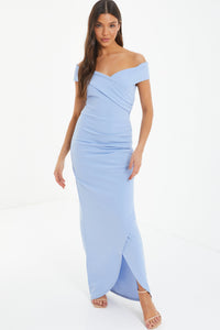 Bardot Wrap Slit Maxi Dress