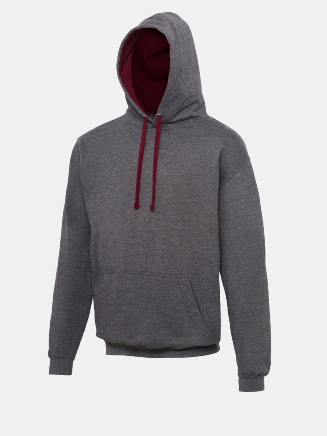 Awdis Varsity Hooded Sweatshirt / Hoodie (Charcoal/ Burgundy)