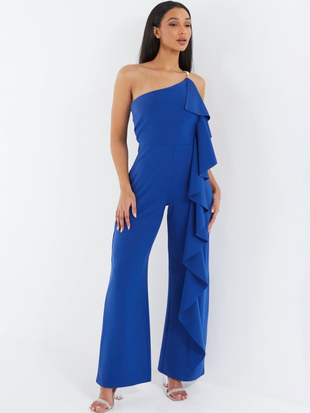 One-Shoulder Frill Palazzo Jumpsuit