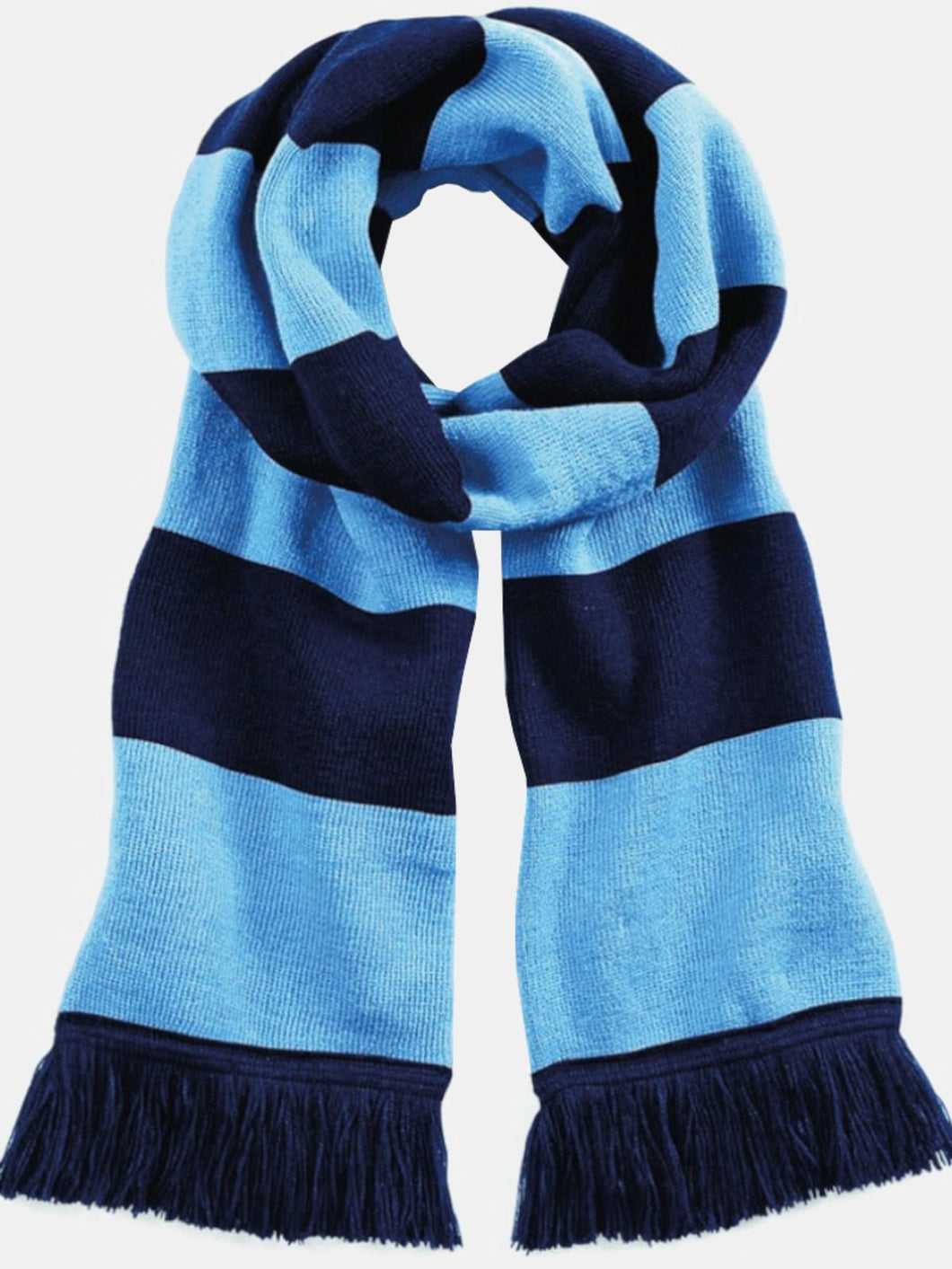 Beechfield Varsity Unisex Winter Scarf (Double Layer Knit) (French Navy / Sky Blue)