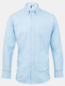 Premier Mens Signature Oxford Long Sleeve Work Shirt (Light Blue)