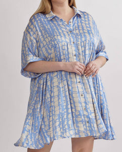 Satin Printed Shirt Dress