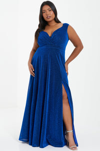 Plus Size Glitter Wrap Maxi Dress