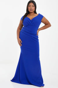 Plus Size Wrap Ruched Maxi Dress