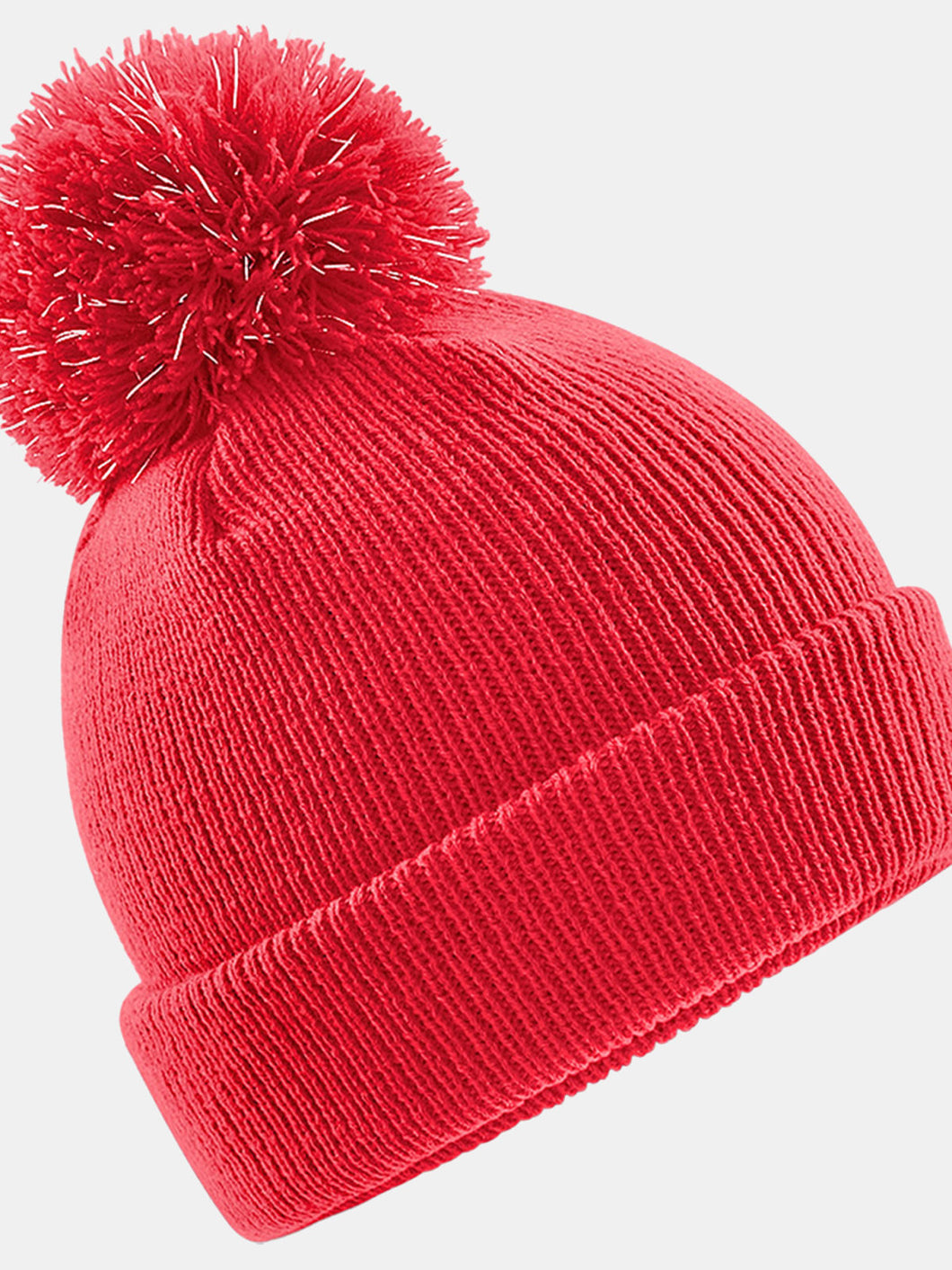 Childrens/Kids Reflective Bobble Beanie - Bright Red