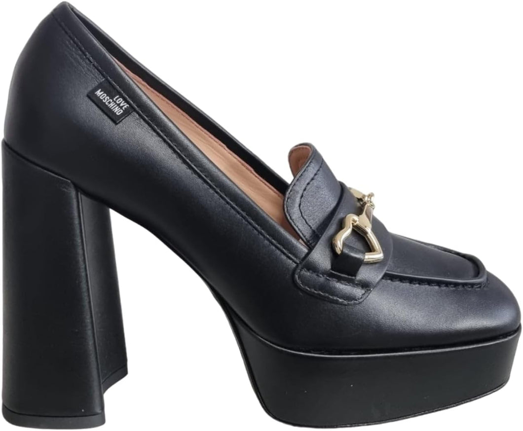 Women's Leather High Heel Loafers