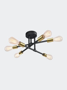 6-Lights Sputnik Semi Flush Mount Ceiling Light Fixture