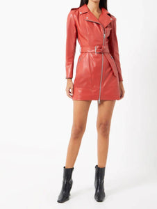 Etta Vegan Leather Belted Mini Dress