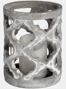 Hill Interiors Stone Effect Patterned Candle Holder (Gray) (One Size)