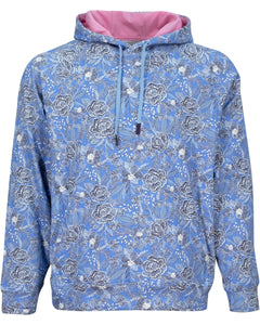 Hank Handcut Floral Hoodie - Blue