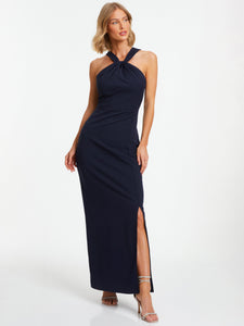 Scuba Crepe Halter Neck Maxi Dress