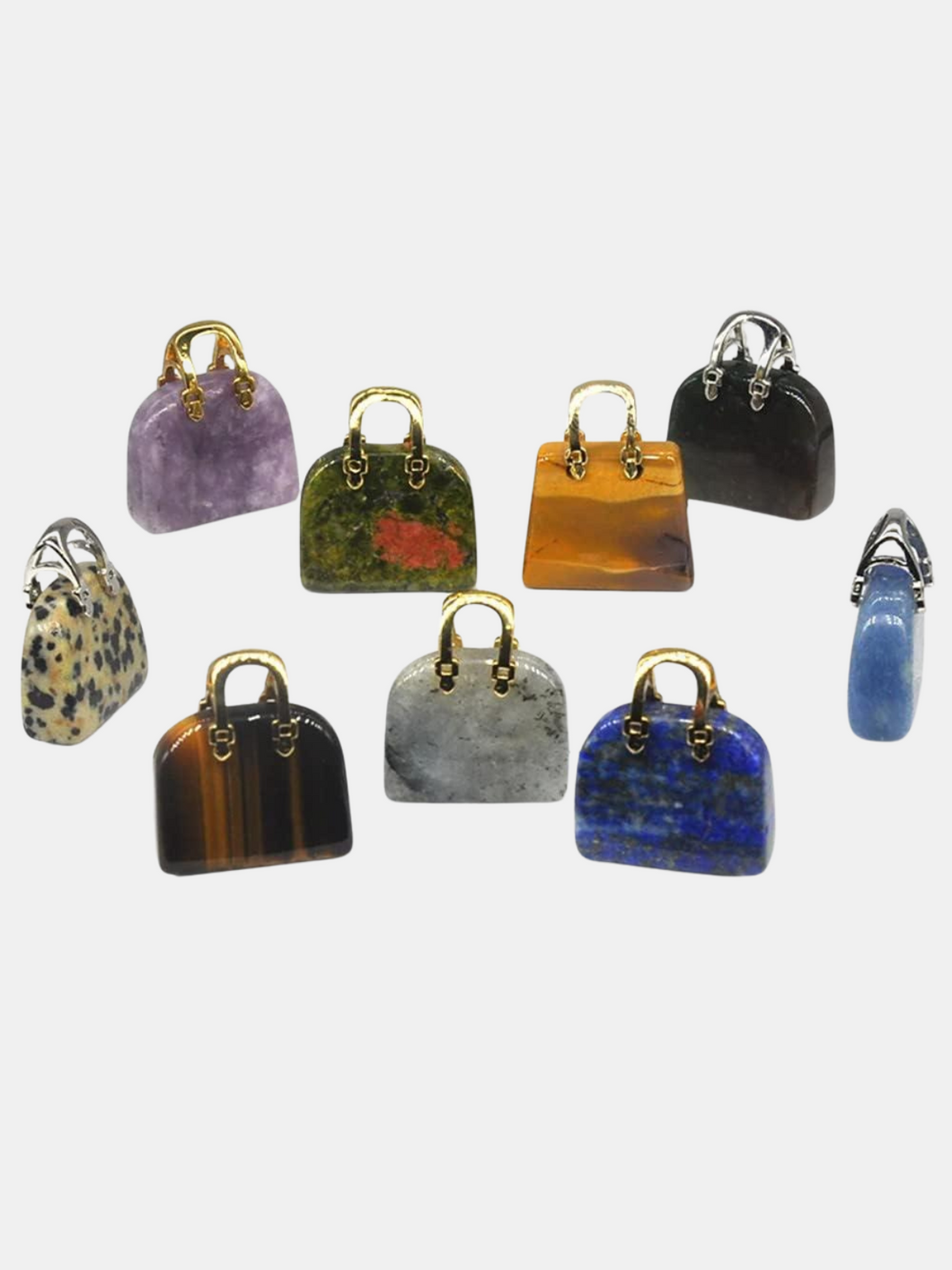 Chakra Stones Hand Carved Gemstone Healing Crystals Handbag Shaped