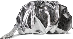 Ruched Clutch, Silver