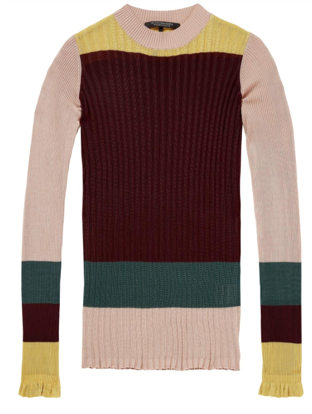 Rib Knit Color Block Sweater