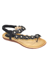 Womens/Ladies Charlotte Flower Sandals - Black
