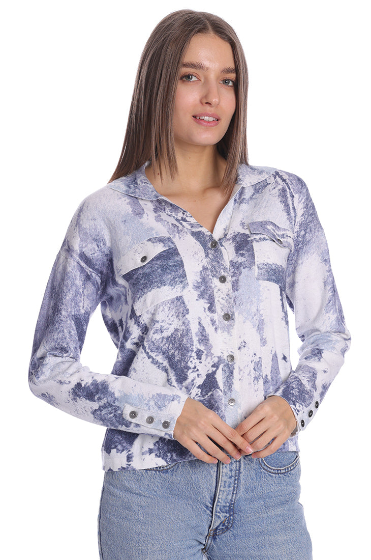 Cotton Cashmere Printed Camp Shirt