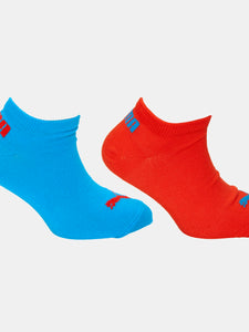 Childrens/Kids Sport Lifestyle Sneaker Socks 2 Pairs - Red/Blue