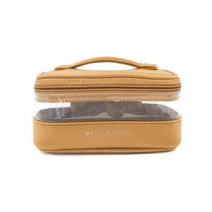 The Mini Clear Train Case - Caramel