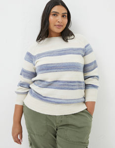 Plus Size Denim Ombre Stripe Sweater