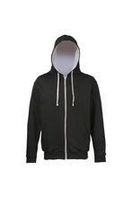 Load image into Gallery viewer, Awdis Mens Varsity Hooded Sweatshirt / Hoodie / Zoodie (Jet Black/Heather Gray)