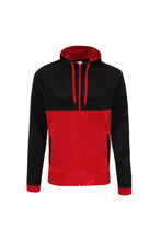 Load image into Gallery viewer, Awdis Mens Retro Zoodie / Hooded Sweatshirt / Hoodie (Jet Black/Fire Red)