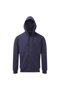 Asquith & Fox Mens Coastal Vintage Wash Loop Back Zip Through Hoodie (Indigo)