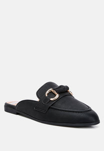 Abner Horsebit Embellished Slip On Mules In Black