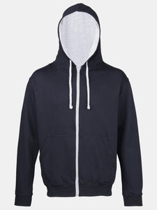 Awdis Mens Varsity Hooded Sweatshirt / Hoodie / Zoodie (New French Navy/Heather Gray)