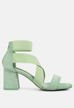 Load image into Gallery viewer, Elastic Strappy Block Heel Sandals