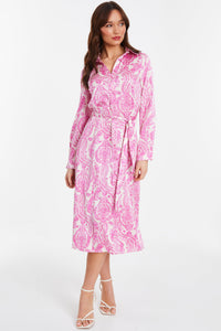 Paisley Satin Shirt Dress