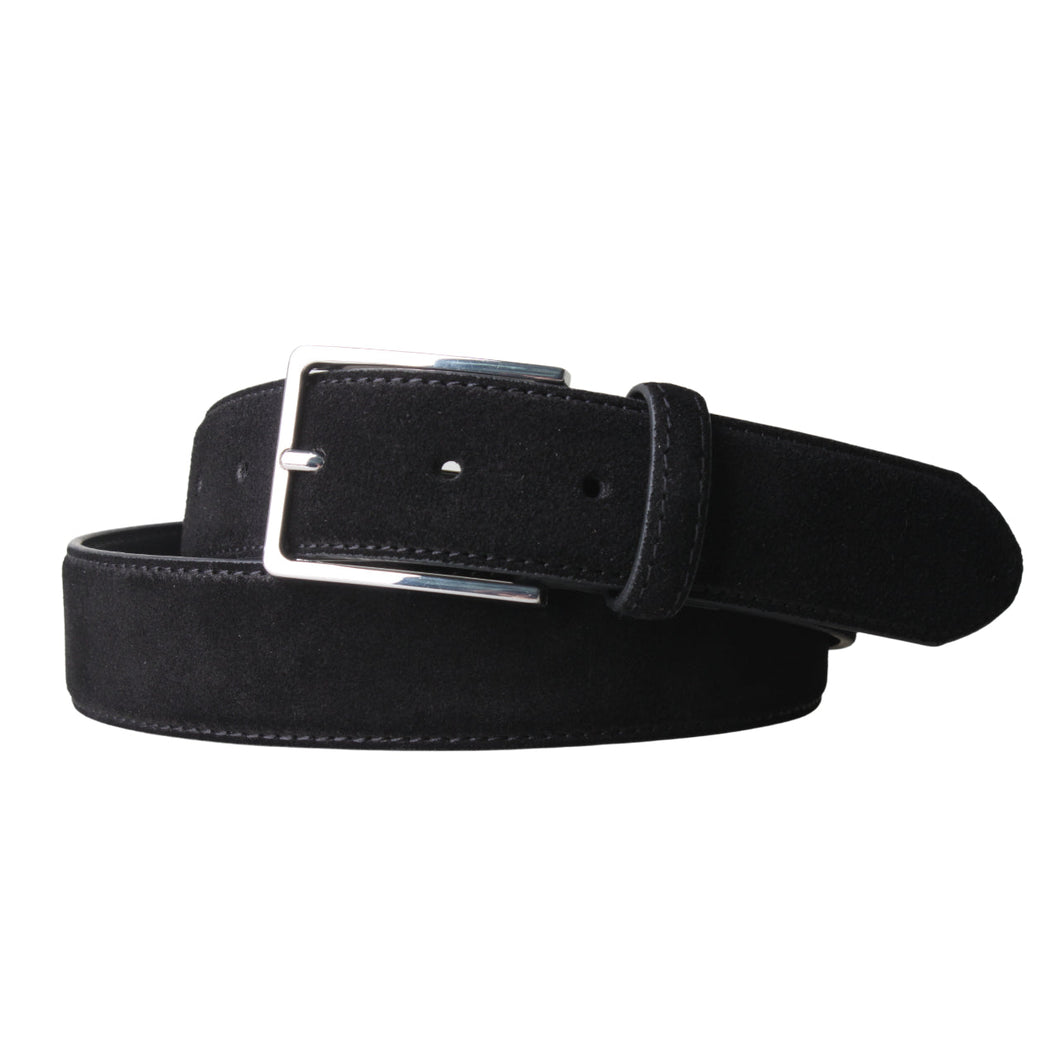 Remy Suede Leather 3.5 CM Belt - Black