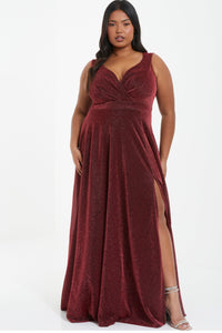 Plus Size Glitter Wrap Maxi Dress