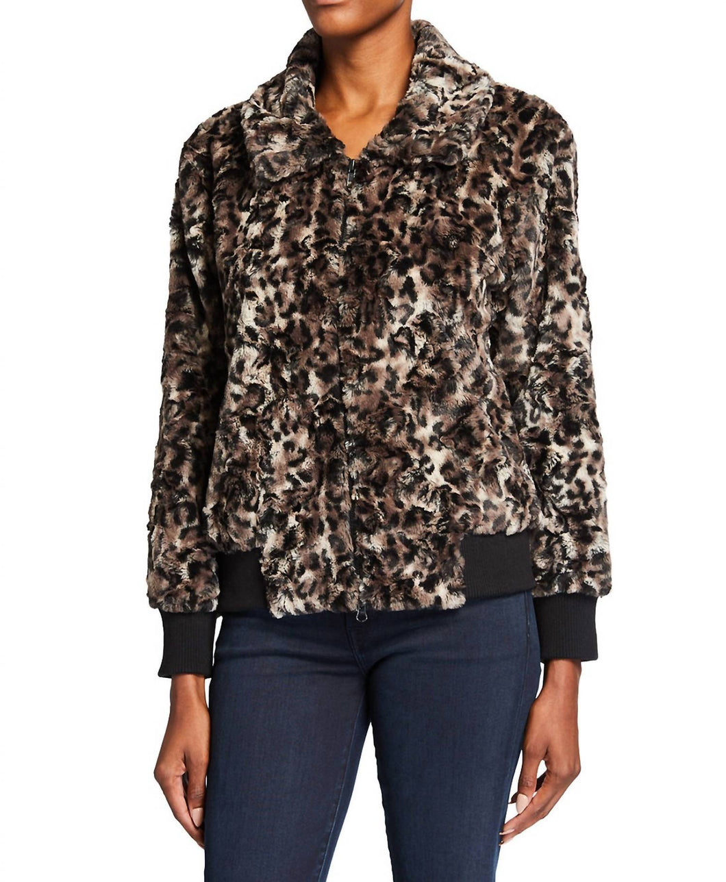 Leopard Faux Fur Bomber Jacket