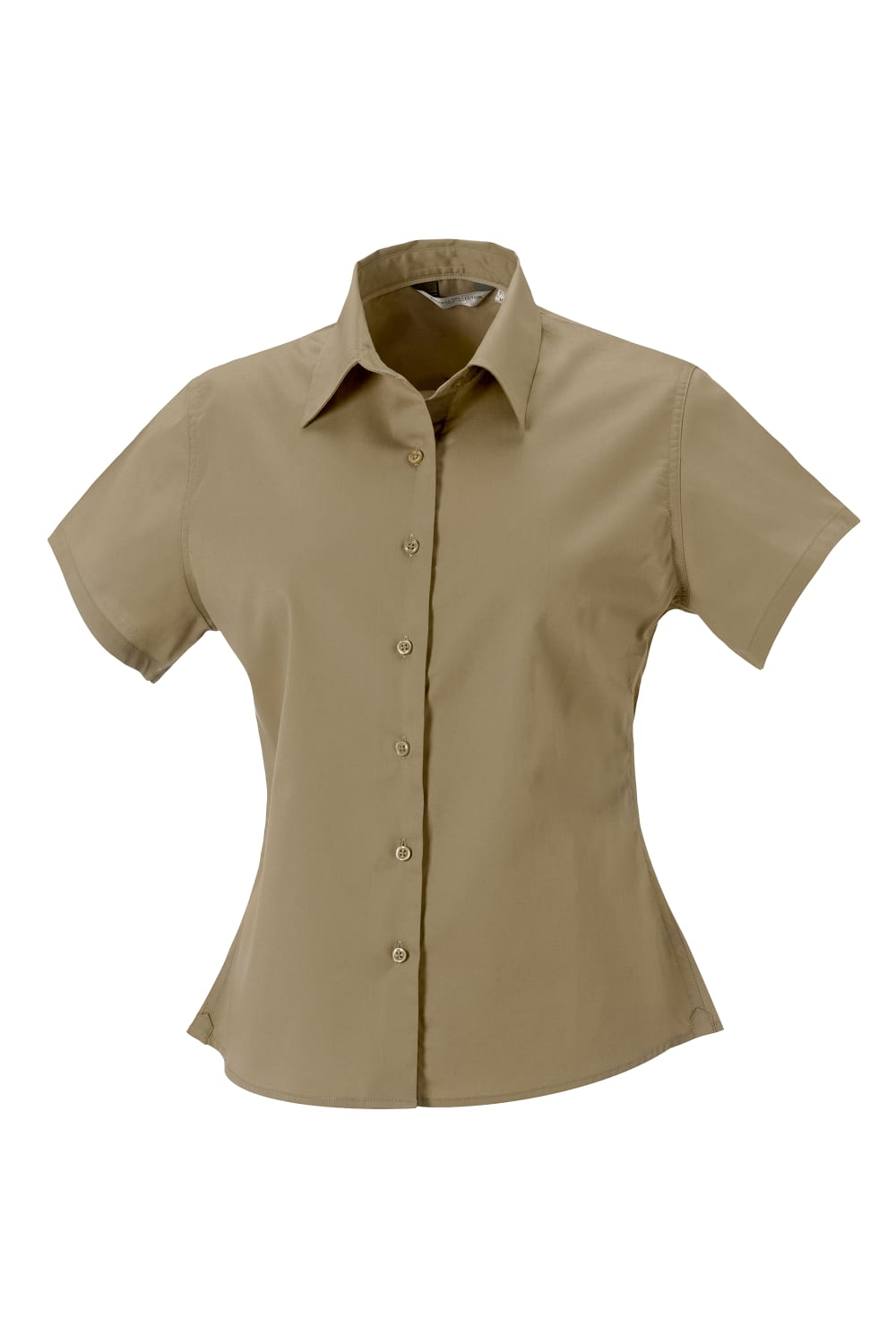 Russell Collection Womens/Ladies Short Sleeve Classic Twill Shirt (Khaki)