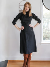 Load image into Gallery viewer, Astrid Midi Dress / Black Stretch Linen