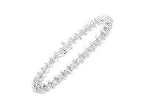 .925 Sterling Silver 1 Cttw Prong-Set Diamond Link Bracelet