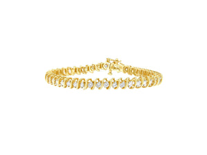 14K Yellow Gold Round Cut Diamond Spiral Link Bracelet
